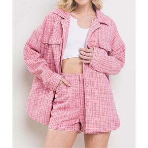 Rose Pink Tweed Short Set
